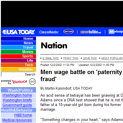 USATODAY.com - Men wage battle on 'paternity fraud'